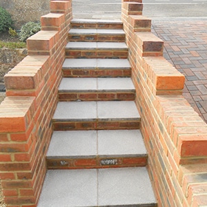 Concrete paving Steps and brick walling