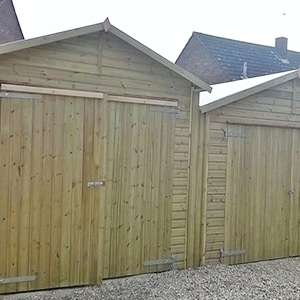 Double wooden shed